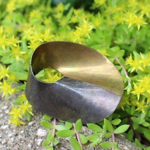 925 Vintage Silver Brass Pen Brooch Abstract Art